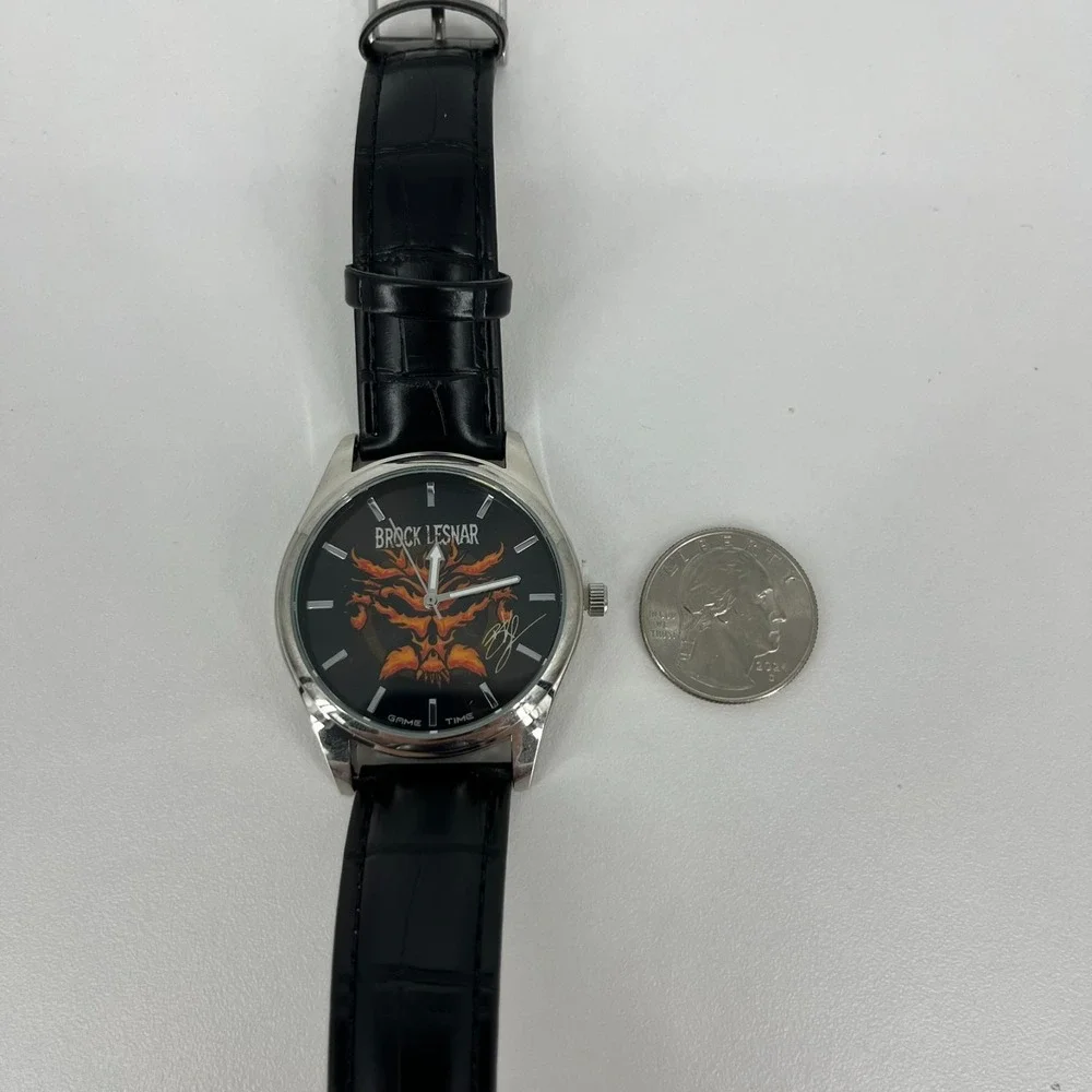 WWE Brock Lesnar Watch Men's Size Black Leather Band Game Time New